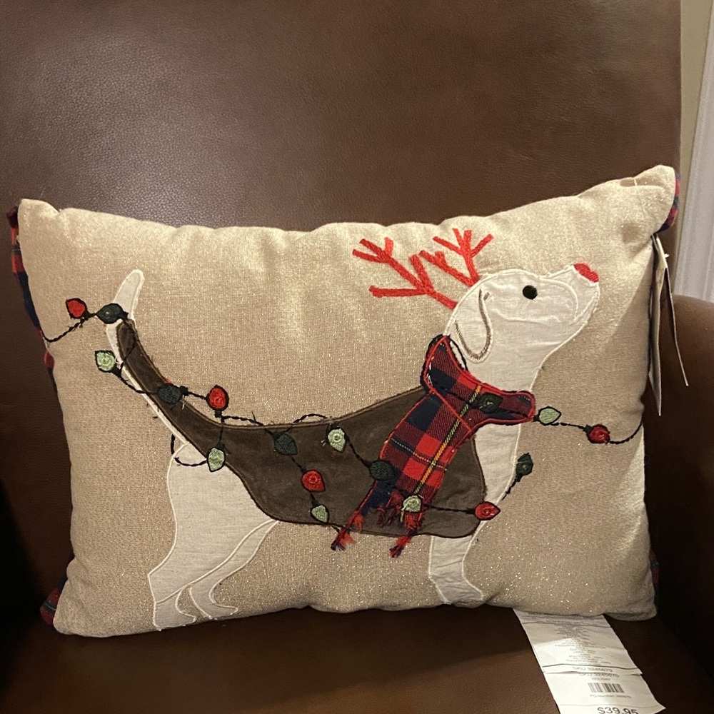 Pier 1 Holiday Dog Light Up LED Pillow NWT - Picture 6 of 8